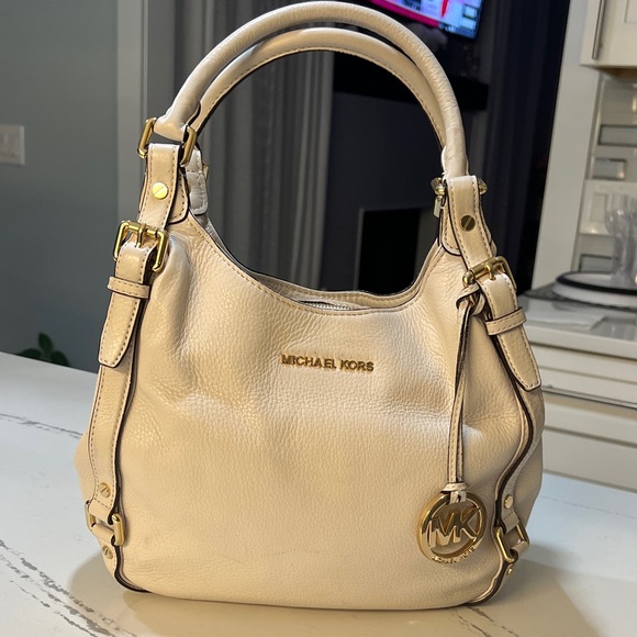 Michael Kors Handbags - Michael Kors Cream Shoulder Bag with Gold Accents